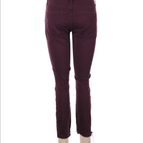 Express size 4 burgundy distressed skinny jeans - Picture 4 of 6
